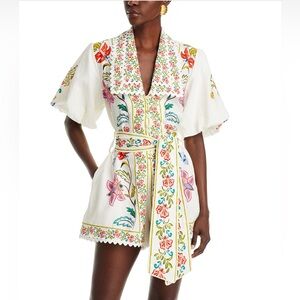 FARM Rio Floral Embroidered Jumpsuit - White and Multicolor
